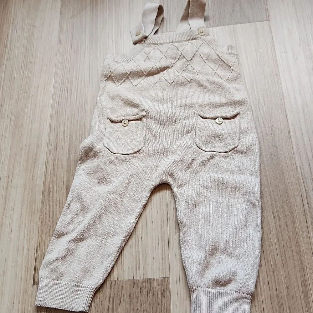 Knit suspender pants